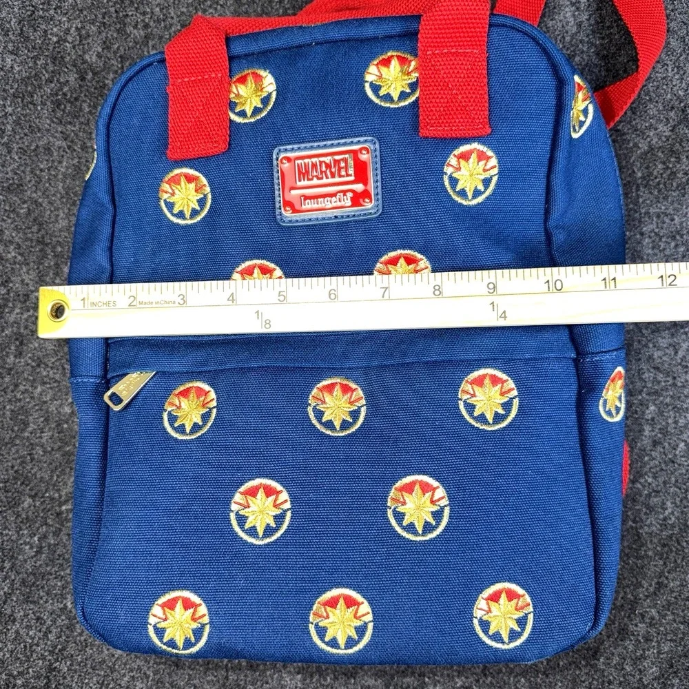 Marvel Loungefly Captain Marvel Mini Backpack Blue Red Gold‎ Embroidered Bag